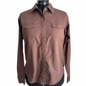 Wrangler Wrancher Women’s Snap Long Sleeve Brown Shirt Western Wear Size Large